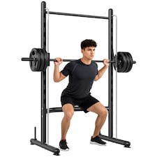 HOMCOM Adjustable Squat Rack with Pull Up Bar and Barbell Bar for Home Gym