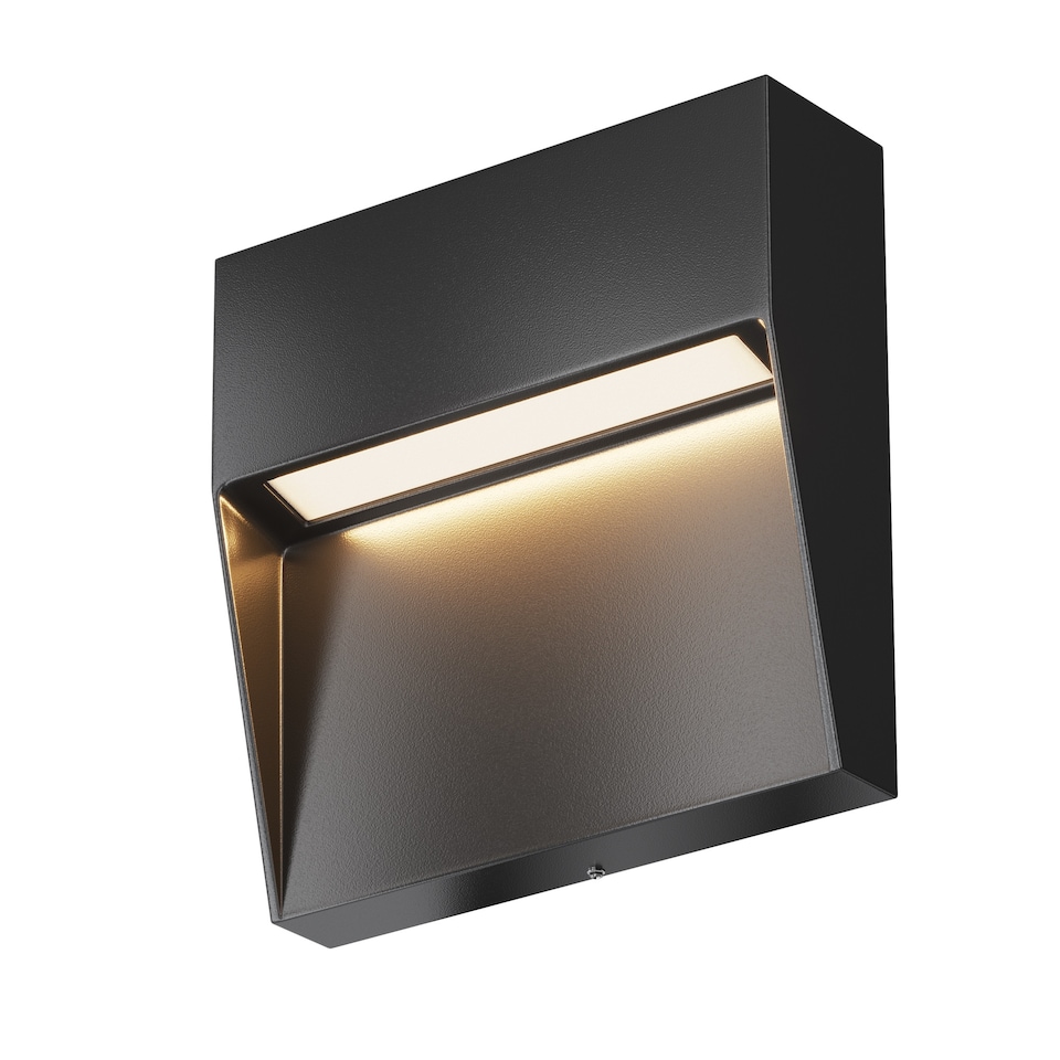 image 1 of Mane Square Outdoor Flush Wall Lamp Black 3000K 100lm IP54