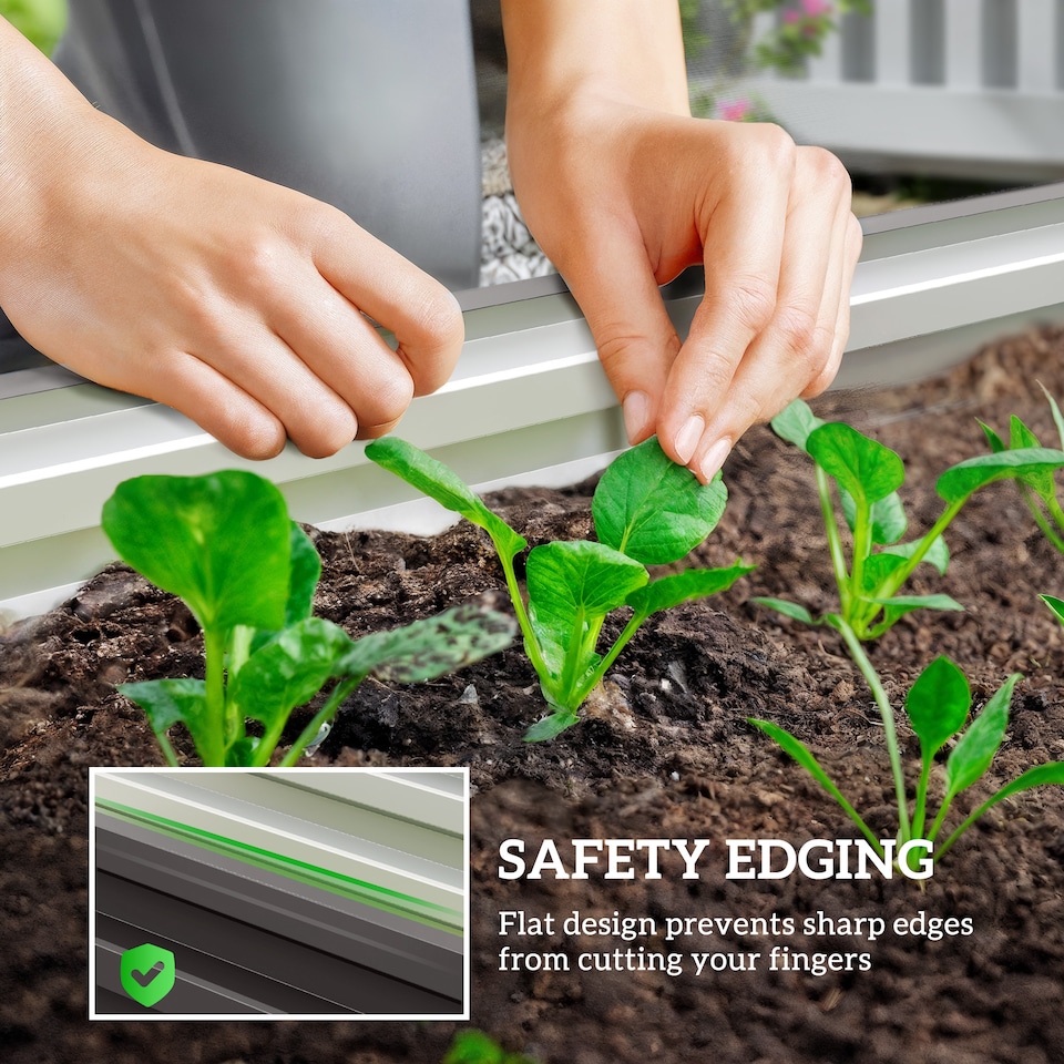 image 1 of Outsunny Set of 2 Raised Garden Bed Galvanised Planter Box, Dark Grey