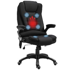 Vinsetto Office Chair, Ergonomic Fabric Desk Chair with 6-Point Massage and Back Heated, Arms, Lumbar Support, Black