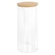 image 1 of Harbour Housewares Reusable Plastic Tall Cotton Pad Holder with Bamboo Lid