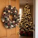image 4 of Christmas Wreath Festive Decoration with Jute Hanger Traditional Pinecone Decor | Multi | Red, Green & Wood | 34cm | 1