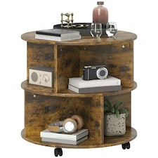 Industrial 3 Tier Rolling Coffee Table Rustic Brown Brown