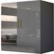 image 1 of Modern 2 Door High Gloss Wardrobe with Mirror, Gold Accent Handles & Storage - 90cm Wide Grey | Grey 90cm