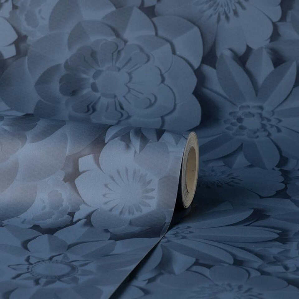 image 1 of Fine Decor Dimensions Floral Wallpaper - Blue - 32.8ft x 21in Blue