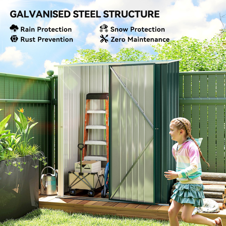 image 1 of Outsunny 5ft x 3ft Outdoor Storage Shed w/ Lockable Door for Garden, Green