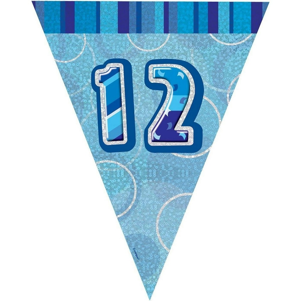 Unique Party Foil Glitz 12th Birthday Bunting - Blue - One Size
