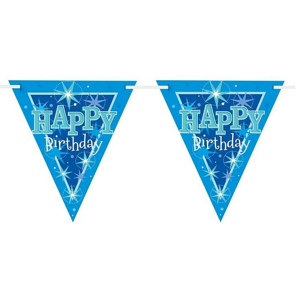 Qualatex Triangle Happy Birthday Bunting - Blue - One Size