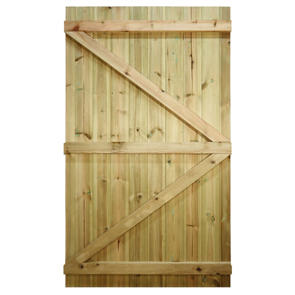 image 1 of Flat Top Wooden Garden Gate 6ft x 3.5ft Tongue & Groove Semi-Braced Treated Door