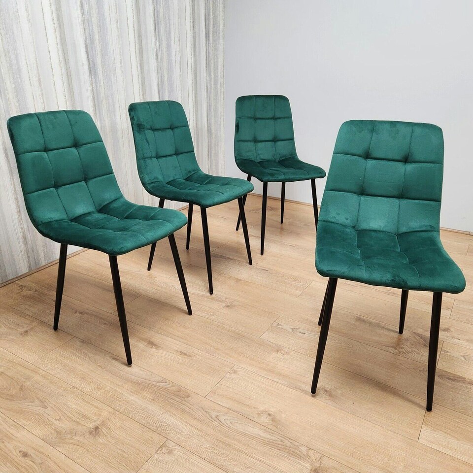 image 1 of Dining Chairs set of 4 velvet green kitchen chairs Green