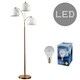image 1 of ValueLights Dantzig Polished Copper Floor Lamp with White Dome Shade and E14 Golfball LED 4W Warm White 3000K Bulb Copper