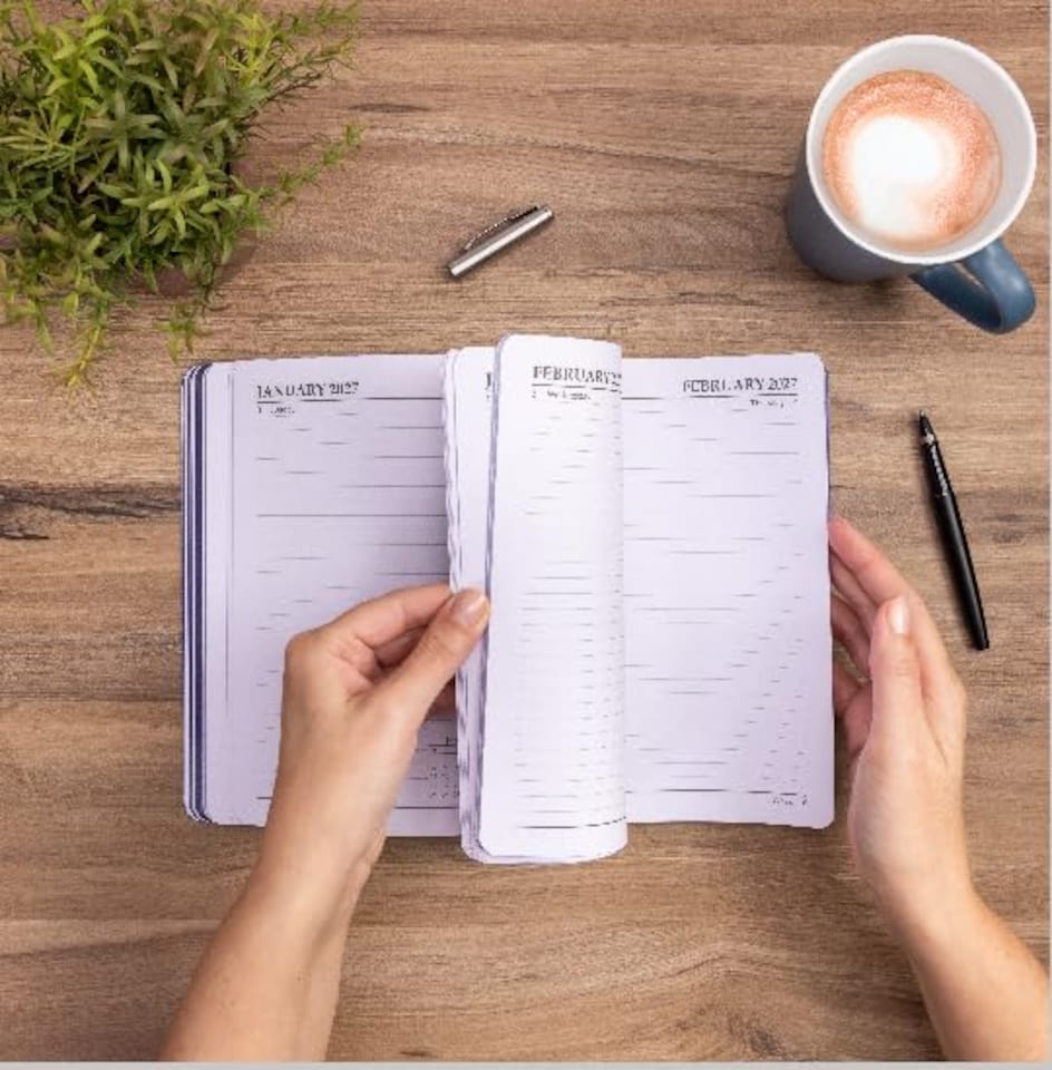 image 1 of 2026 - 2027 Academic Diary A5 Page a Day - Softcover Felix Mid Year Planner Aug 2026 to Jul 2027 | Blue | Navy