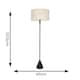 image 3 of ValueLights Mitch Boucle Drum Lamp Shade Black Wood Stem Triangle Floor Lamp with LED Bulb Black