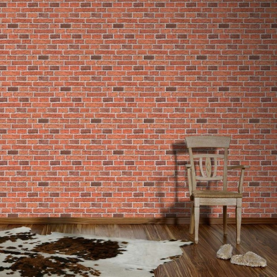 image 1 of AS Creation Brick Textured Wallpaper - Red - 32.8ft x 21in Red