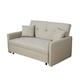 image 1 of Linen Upholstered Two Seater Pull-Out Double Sofa Bed Chair | Cream | Beige