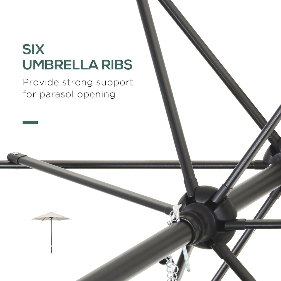 image 1 of Outsunny 2m Parasol Patio Umbrella, Outdoor Sun Shade Cream White