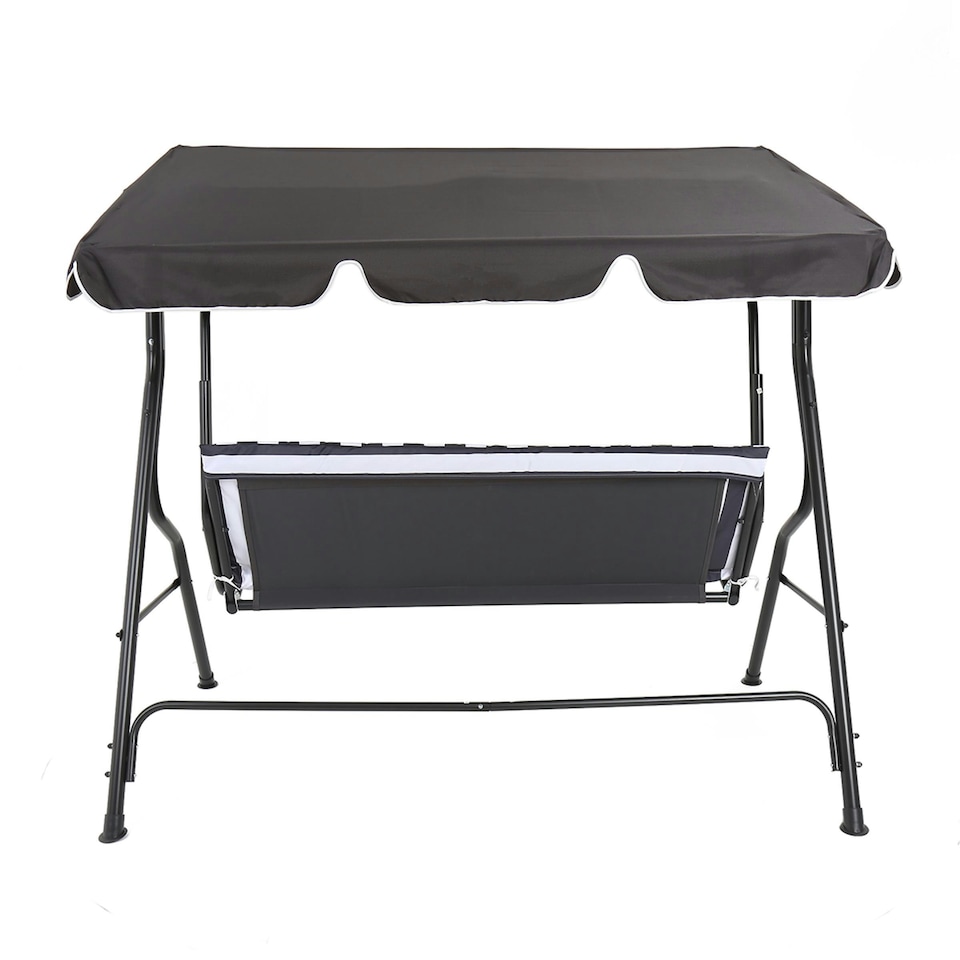 image 1 of Charles Bentley 2-3 Seater Garden Patio Swing Seat Hammock Chair - Grey Striped