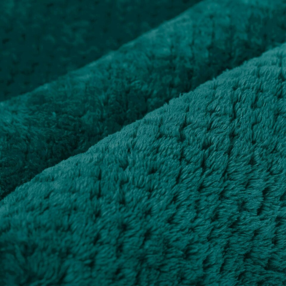 image 1 of OHS Luxury Waffle Honeycomb Mink Warm Blanket, 200x240cm - Teal Blue