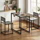 image 7 of HOMCOM 3 Piece Dining Table Set with Metal Frame | Grey | Charcoal grey wood-effect