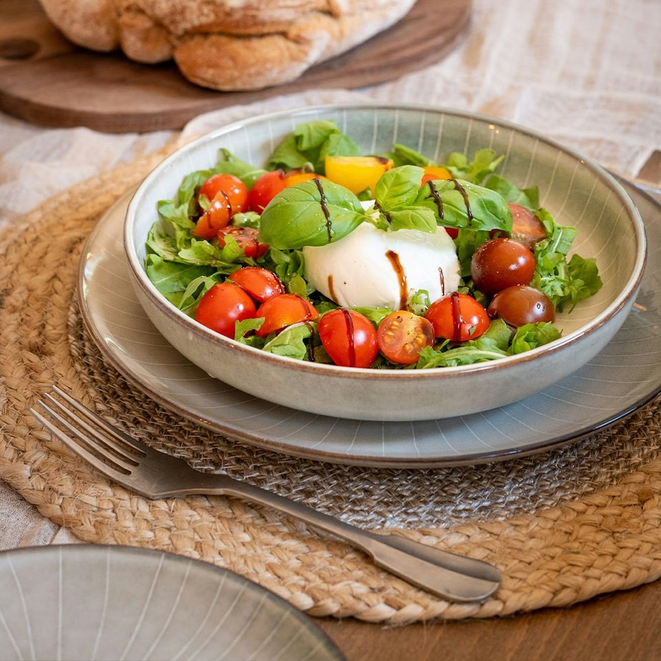 image 1 of Scandi Home 16 Piece Fika Oatmeal Artisan Glaze Tableware Set