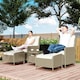 image 2 of Outsunny Rattan Garden Furniture Set with Footstools Armchairs Light Grey