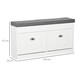 image 5 of HOMCOM Shoe Storage Bench with Flip Drawers, Shoe Cabinet with Seat Cushion and Adjustable Shelf for Hallway, Entryway, Living Room, Bedroom, White | White | White