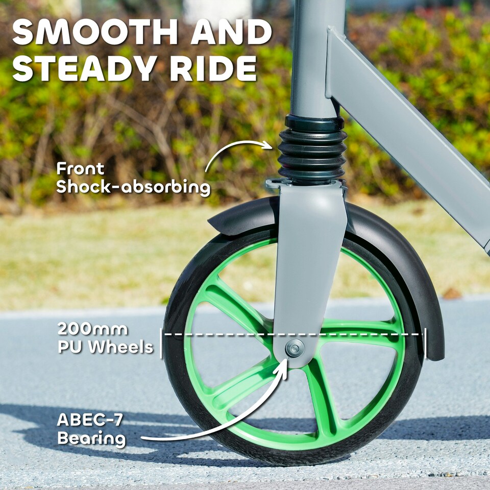 image 1 of AIYAPLAY Kids Scooter, Foldable Kick Scooter w/ Adjustable Handlebar, Green Green