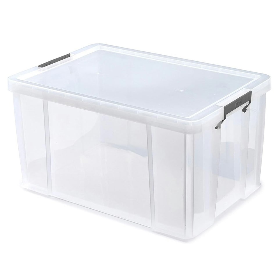image 1 of 1 x Large Clear Stackable Nestable 10 Litre Storage Container With Clip Locked Lid & Strong Handles Clear