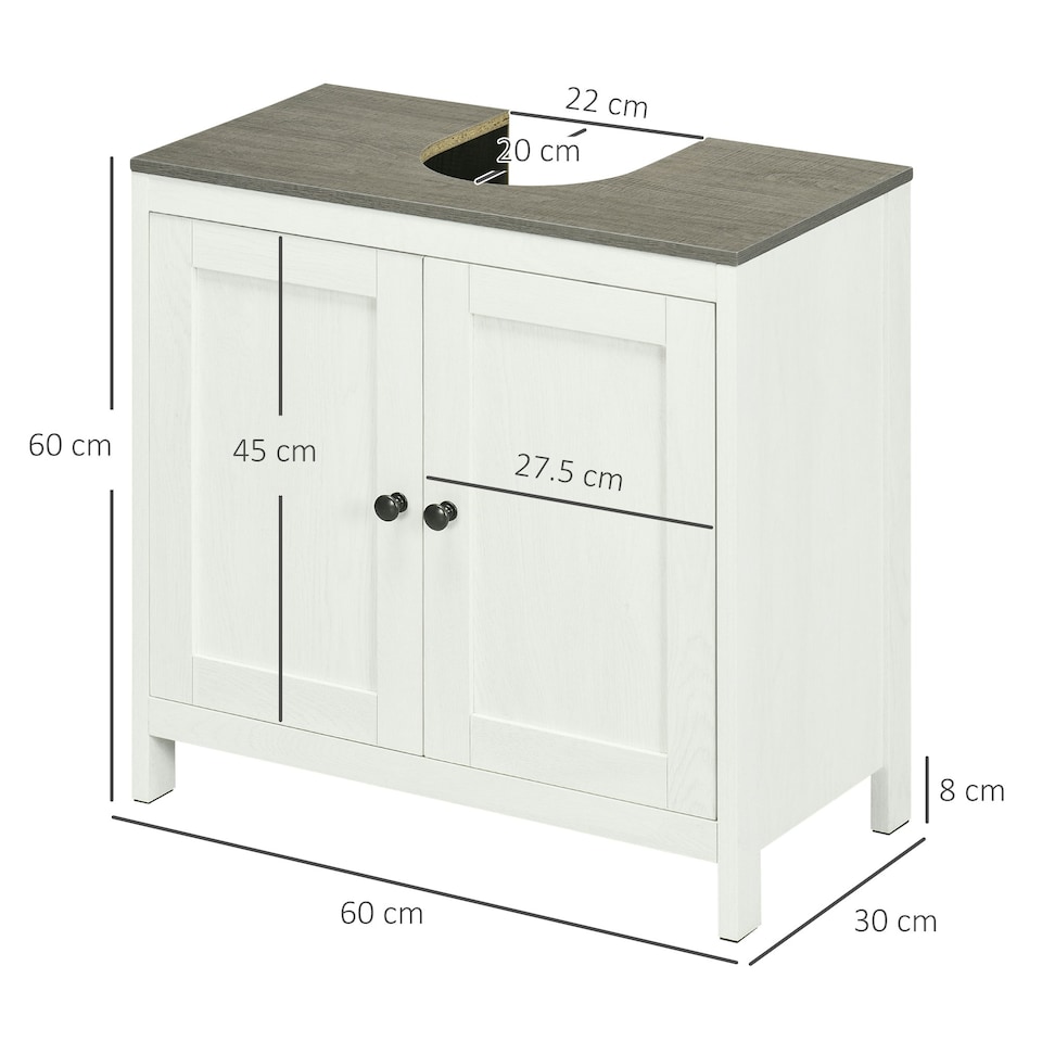 image 1 of kleankin Bathroom Sink Cabinet, Freestanding Under Sink Cabinet Adjustable Shelf White | White
