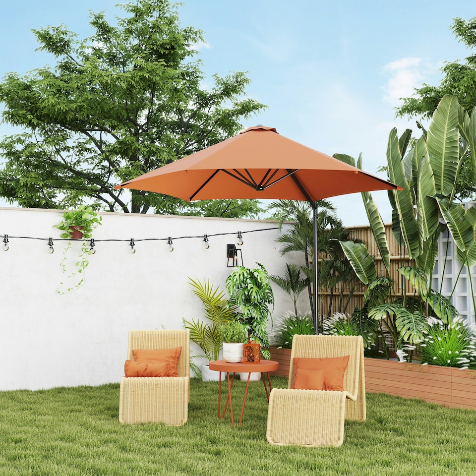 image 1 of Outsunny 2.5M Offset Roma Patio Umbrella W/ 360° Rotation, Orange Orange