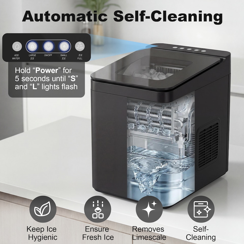 image 1 of HOMCOM Countertop Ice Maker Machine Compact Ice Cube Maker with Scoop Black