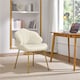 image 3 of Yaheetech Vanity Chair with Shell-shaped Backrest and Golden Metal Legs for Living Room-Beige