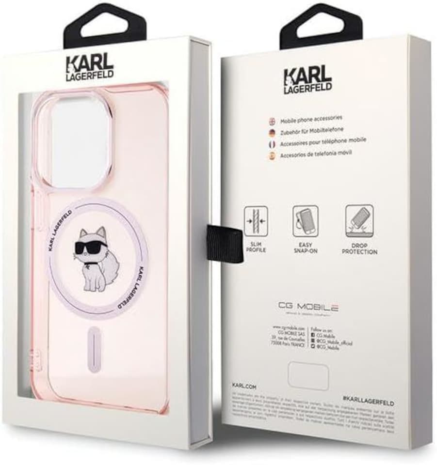 image 1 of Karl Lagerfeld IML Choupette Case with MagSafe for iphone 15 Pro 6.1 Pink - KLHMP15LHFCCNOP