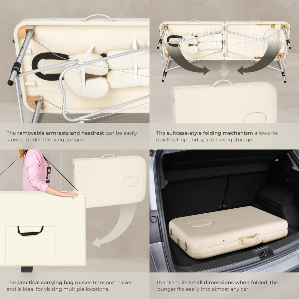image 1 of Massage Table Set Massage Bench Massage Table Massage Bed Cosmetic Lounger Bag Bolsters Head And Armrests | Cream | beige | 1