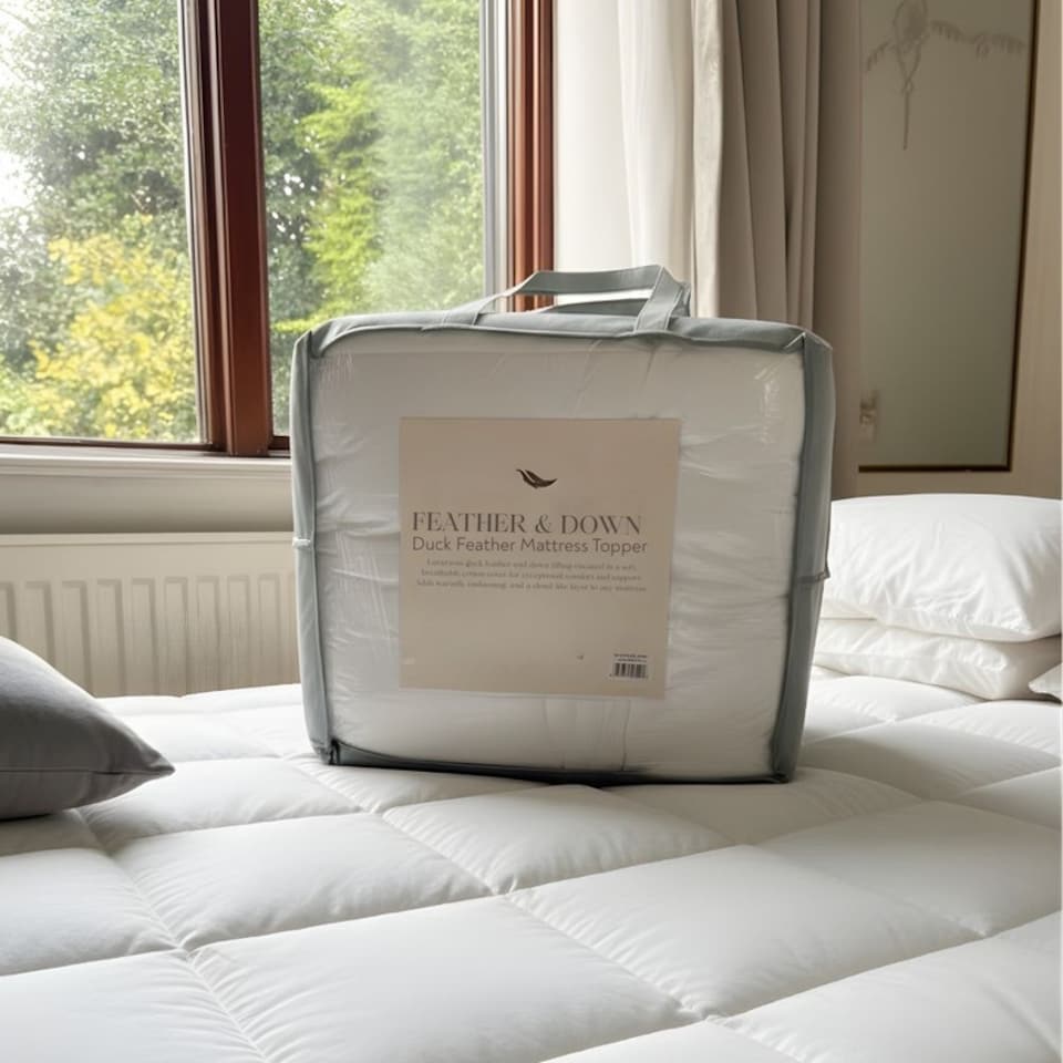 image 1 of MHG Living Duck Feather Down-Proof T233 100% Cotton Cover Mattress Topper - Double