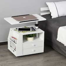 HOMCOM Functional Swivel Bedside Table End Table Side Table for Living Room Nightstand for Bedroom