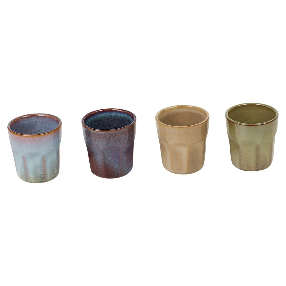image 1 of 90ml Espresso Coffee Cups Multi Colours Small Ceramic Mugs Set Stoneware | Multi | Multicoloured | Set of 4 Mugs