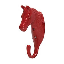 Perry Equestrian Horse Head Single Stable/Wall Hook - Red - One Size
