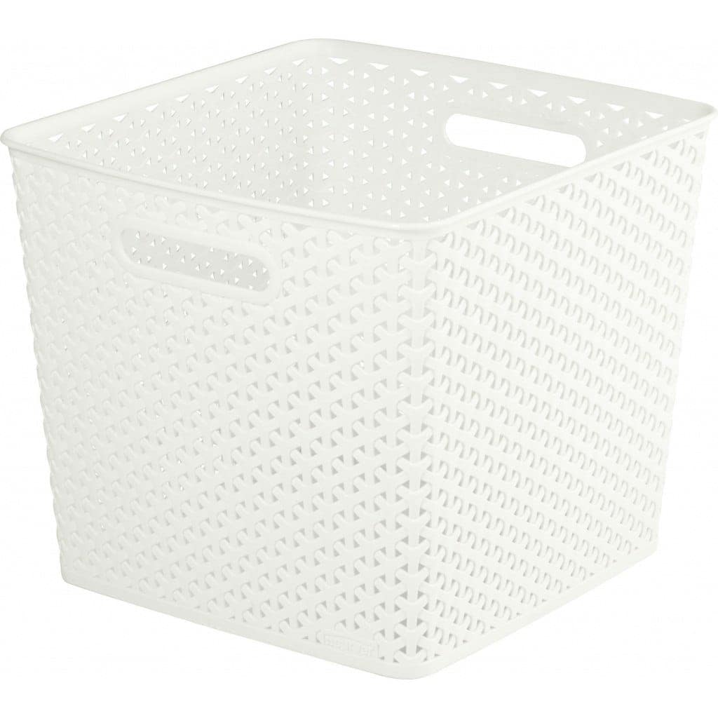 Curver Nestable Rattan Effect Basket - White - 4L