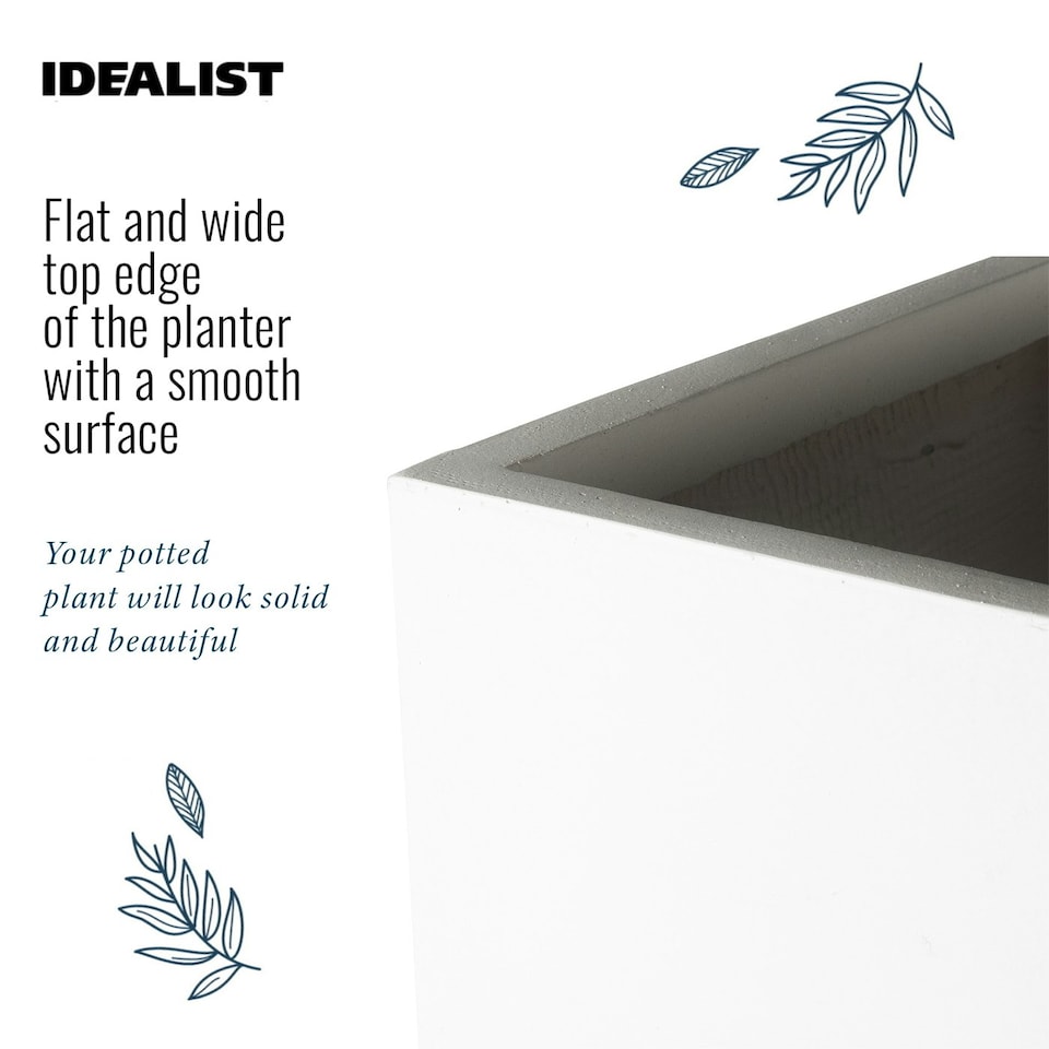 image 1 of Square Box White Light Concrete Garden Planter H25 L25 W25 cm, 16 ltrs Cap.