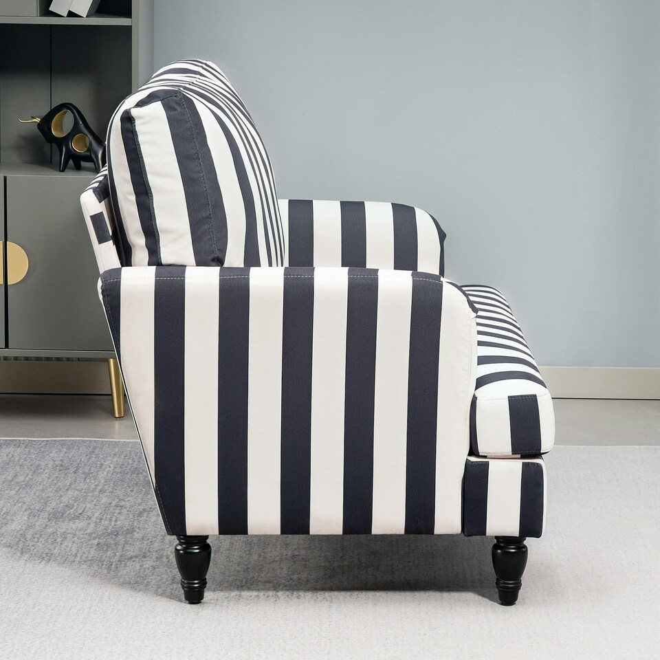 image 1 of HOMCOM Cuddle Chair with Stripe, Armchair for Living Room, Black and White