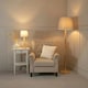 image 2 of ValueLights Victoria Light Wood Traditional Stem Table Lamp with Grey Fabric Tapered Shade