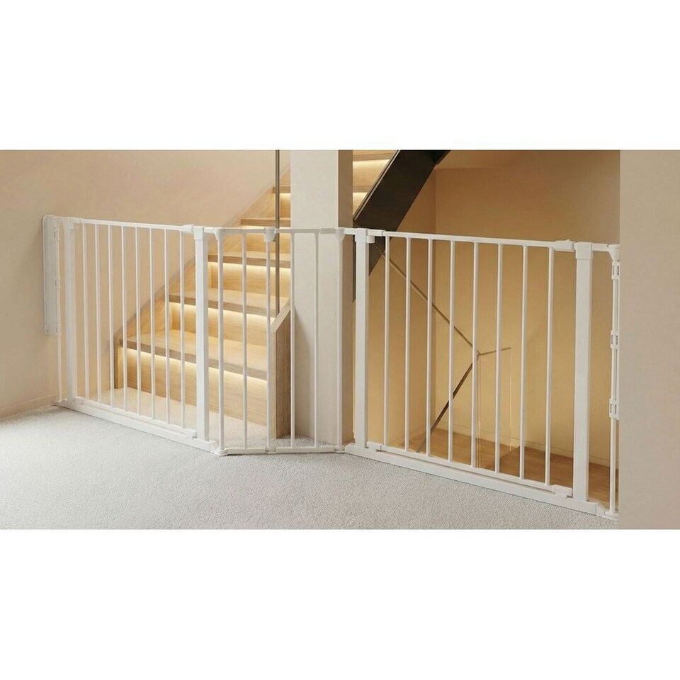 image 1 of Safetots Two Door Multi Panel Solution for Up and Down Staircases, White, 174cm of length, includes 2 Door Opening Panels