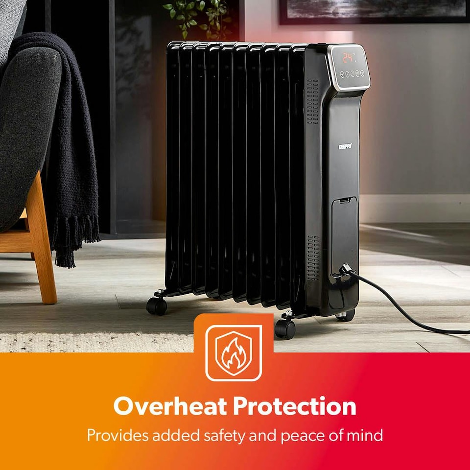 image 1 of GEEPAS Digital Oil Filled Radiator Heater 2500W, 11 Fin