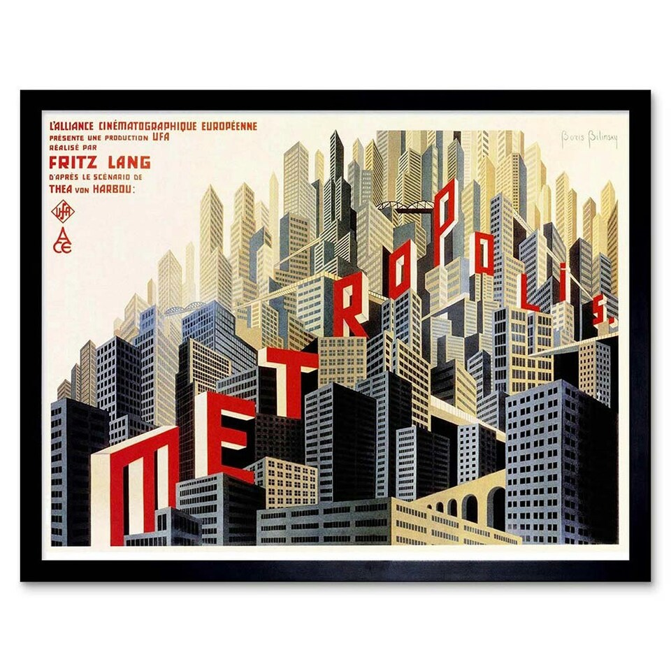 image 1 of Movie Film Metropolis Sci Fi Drama Class Study City Framed Wall Art Print