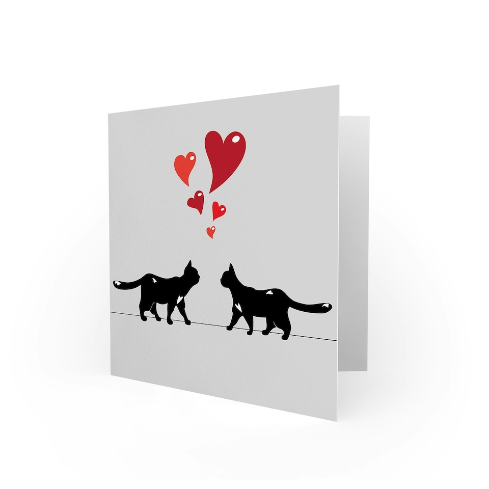 image 1 of Two Cats Love Partner Anniversary Valentines Day Card