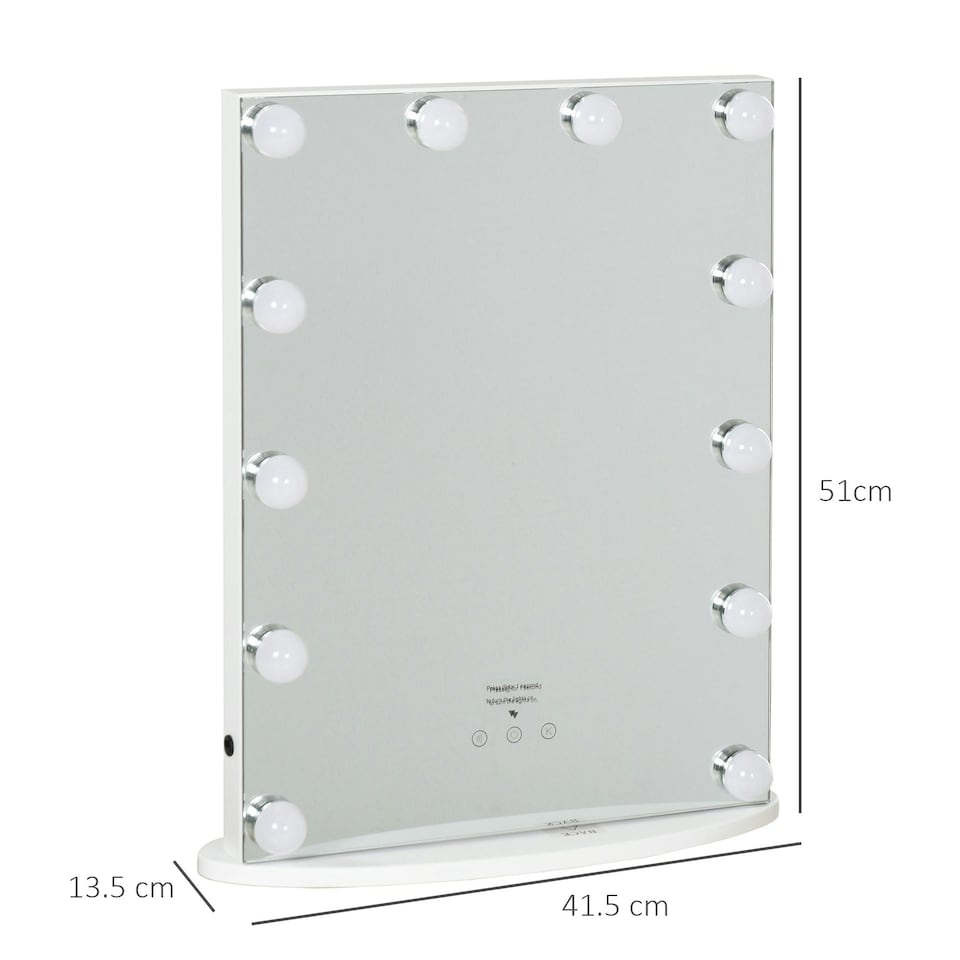 image 1 of HOMCOM Hollywood Makeup Mirror with Led Light Dimmer Cosmetic Beauty Stage