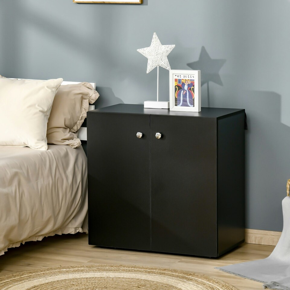 image 1 of HOMCOM Freestanding Storage Cabinet w/ Two Shelves Wooden Sideboard - Black