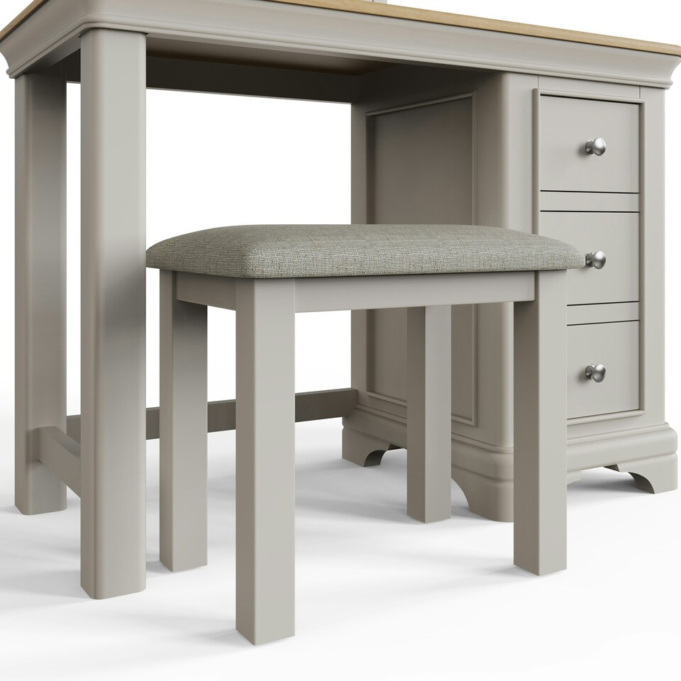 image 1 of Faire 3 Drawer Dressing Table Set in Dove Grey with Oak Top Grey