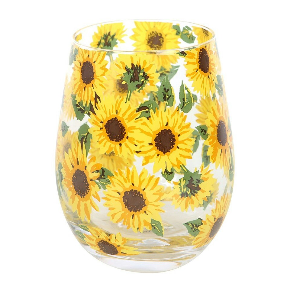 image 1 of Sunflower Print Stemless Glass